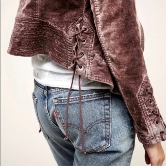 Free People Purple Crushed Velvet Moto Jacket Size Small - Picture 11 of 16